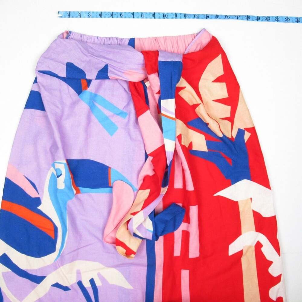 Farm Rio Brasil Bahia Scarves Linen Midi Skirt Multi Colorful Sz XS - Picture 9 of 15